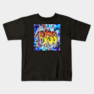 bass Art Graffiti Sticker Retro Pop Vintage Rainbow by LEG Kids T-Shirt